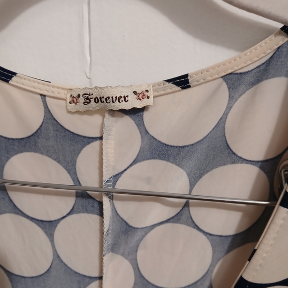 Forever 21 Navy and Cream Polka Dot Midi Dress - Picture 3 of 3